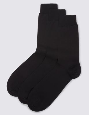 3 Pairs of Pure Cotton Luxury Mercerised Socks